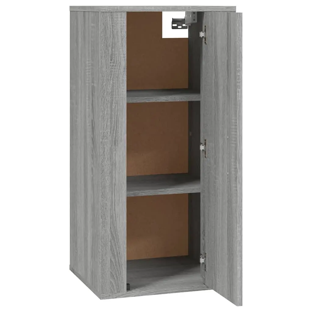 Wall Mounted TV Cabinet Grey Media Unit 3 Compartments Storage Organiser Décor