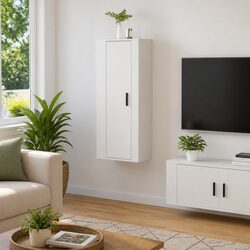 Reliable Wall Mounted TV Cabinet in White High Gloss 40x34.5x100cm