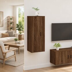 Brown Oak Wall Mounted TV Cabinet – Practical and Versatile