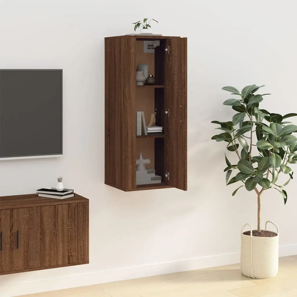Wall Mounted TV Cabinet Media Storage Unit 40x34.5x100cm Brown Oak