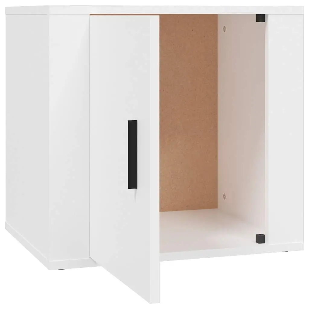 White Engineered Wood Bedside Tables 2 Piece Storage Cabinets 50x39x47cm
