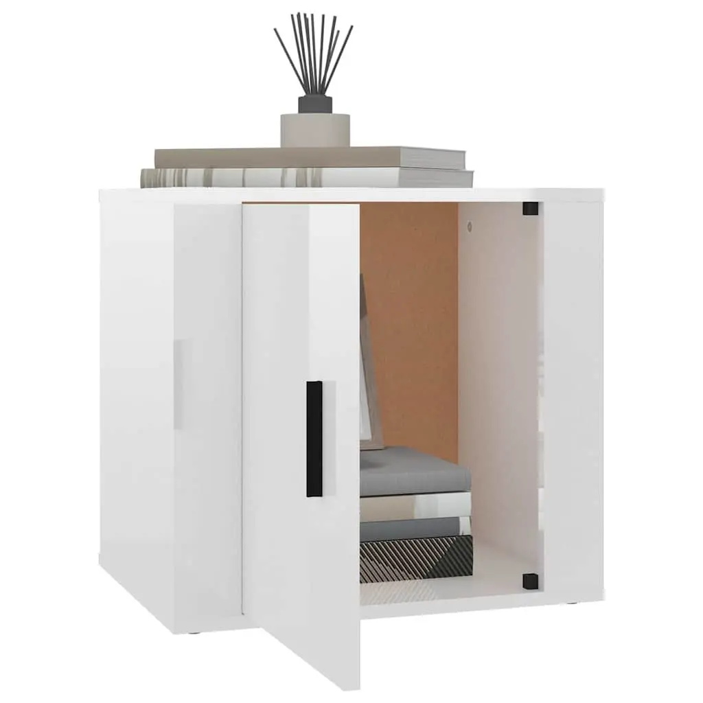 Bedside Table Storage Nightstand 50 x 39 x 47 cm High Gloss White
