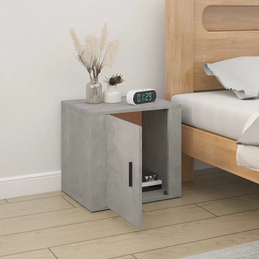 Bedside Cabinet Storage Unit Grey Nightstand Bedroom Furniture