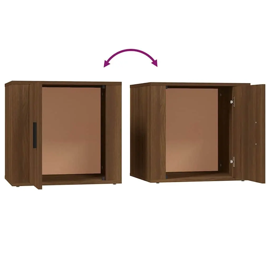 Bedside Cabinets Storage Furniture 50 x 39 x 47 cm Brown Oak 2 Piece