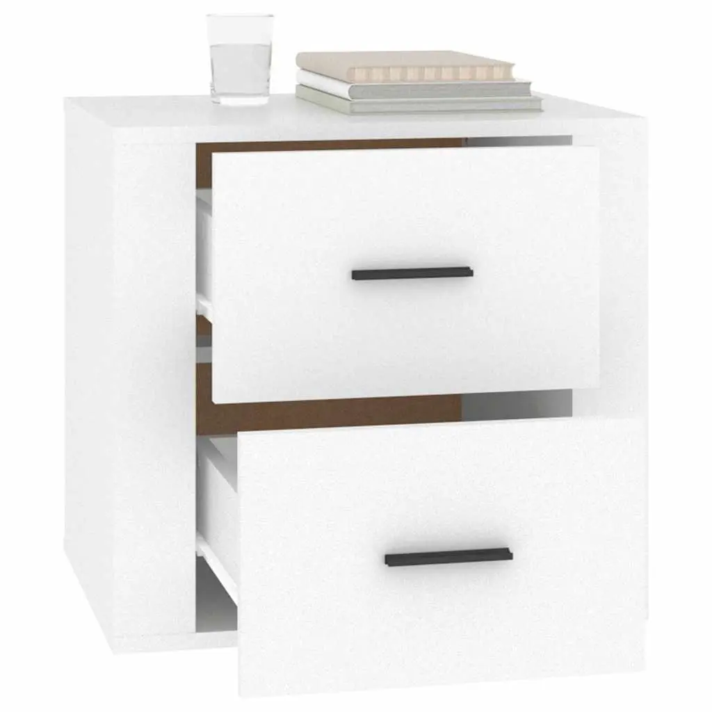 Bedside Table White Storage Nightstand Organizer Compact Size