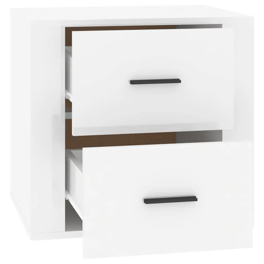 Bedside Table Storage High Gloss White Nightstand 50W x 39D x 47H cm
