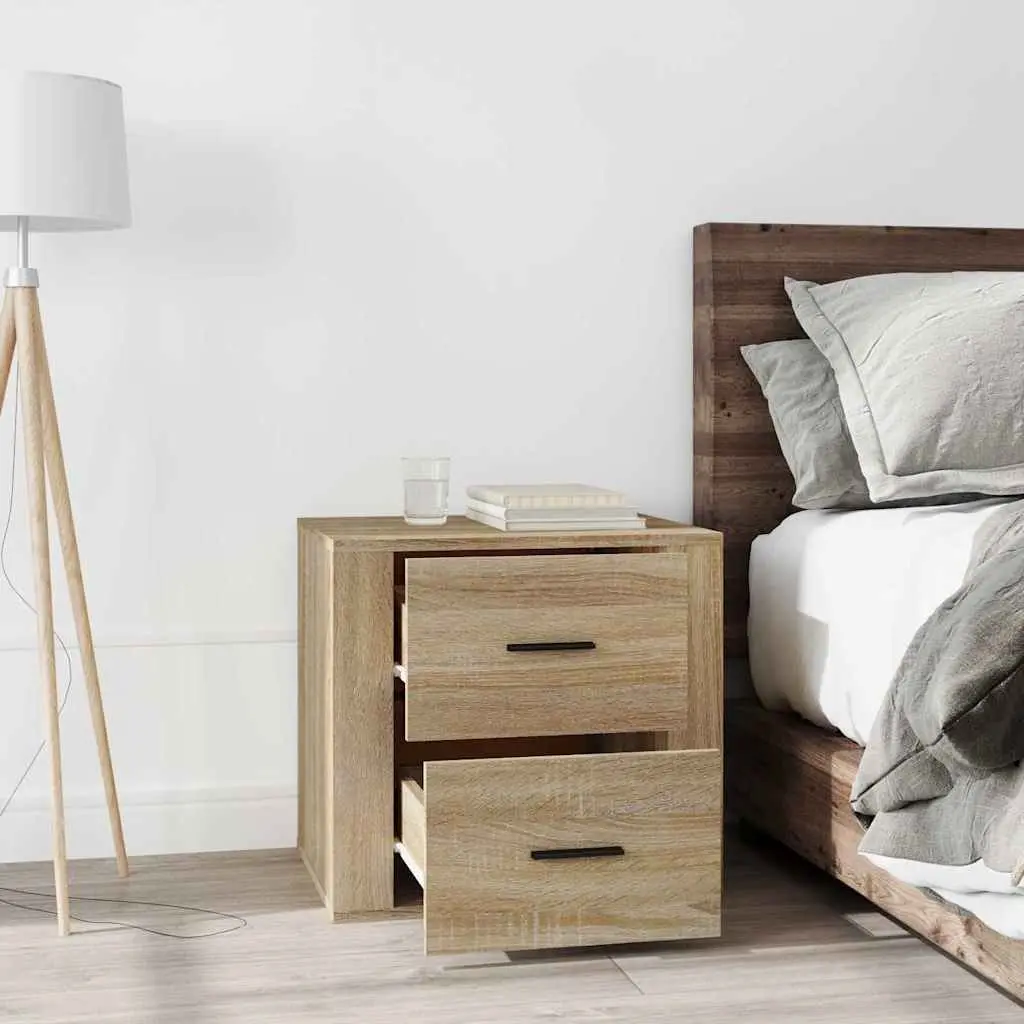 Bedside Cabinet Storage Brown Wooden Nightstand 50x39x47cm