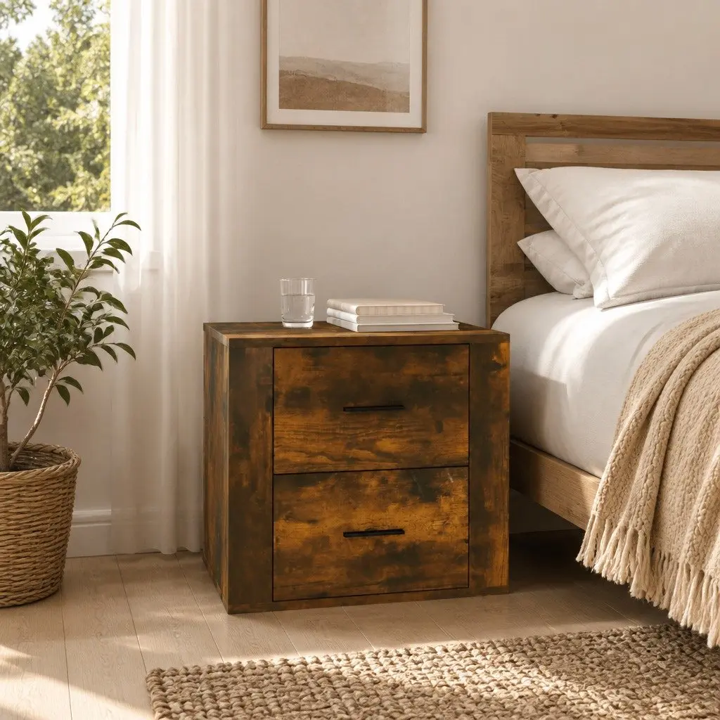 Bedside Table Storage Organiser Brown Engineered Wood 50 x 39 x 47 cm