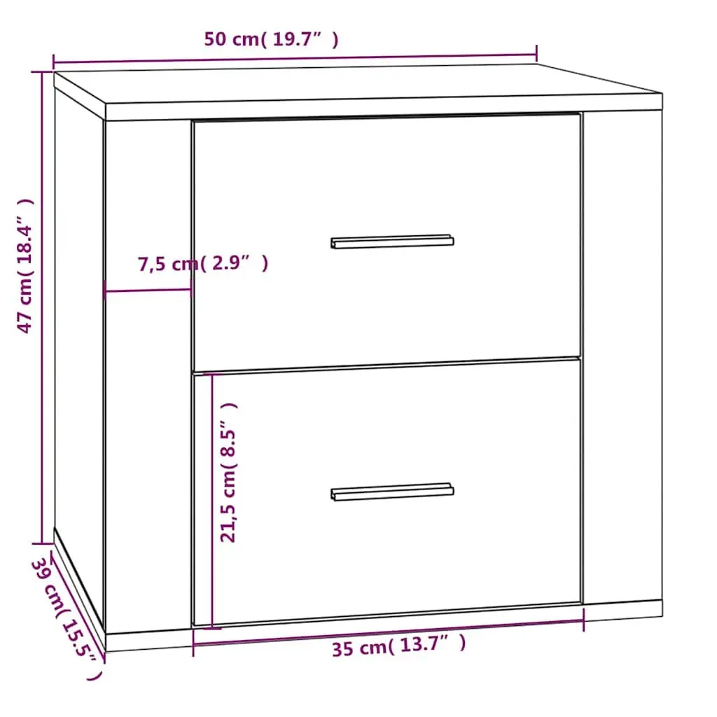 Bedside Table Storage Organiser Brown Engineered Wood 50 x 39 x 47 cm
