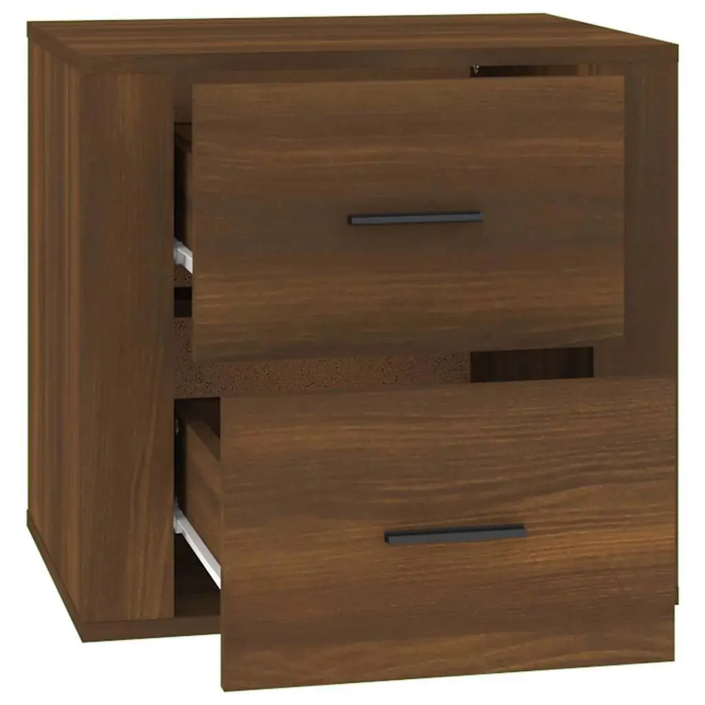 Bedside Cabinet Brown Oak Storage Organizer 50 x 39 x 47 cm
