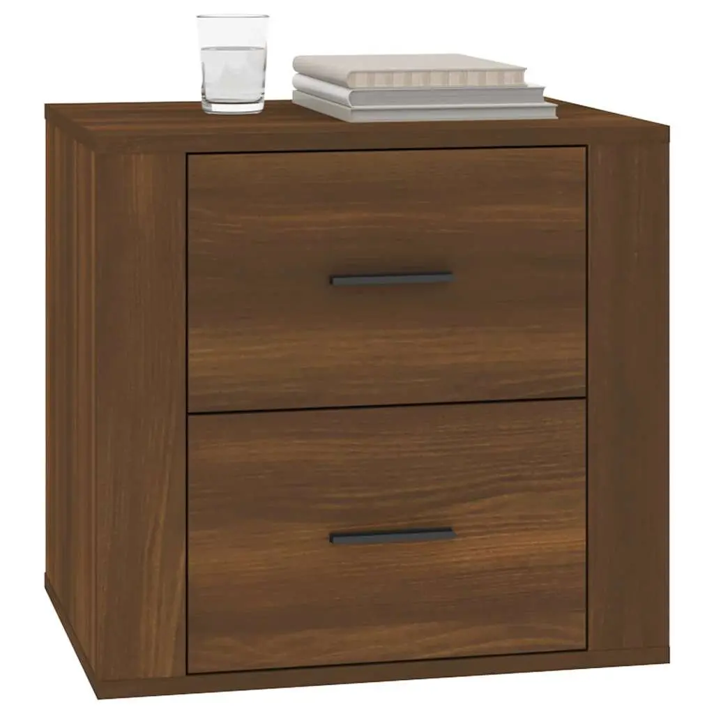 Bedside Cabinet Brown Oak Storage Organizer 50 x 39 x 47 cm