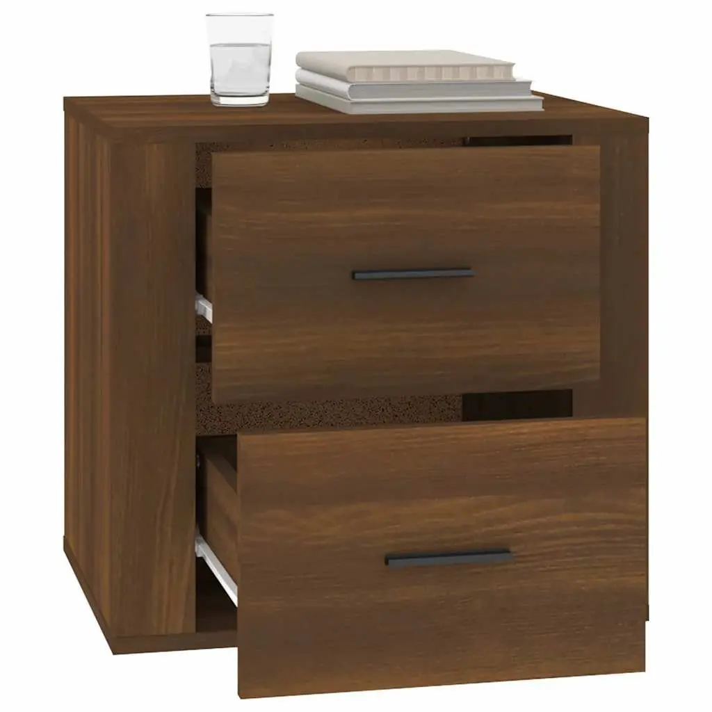 Bedside Cabinet Brown Oak Storage Organizer 50 x 39 x 47 cm