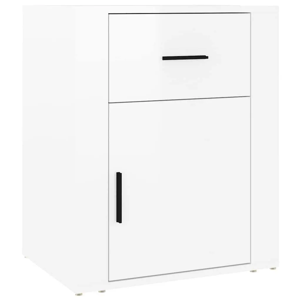 Bedside Cabinet High Gloss White 50x36x60 cm Nightstand Side Table with Drawer