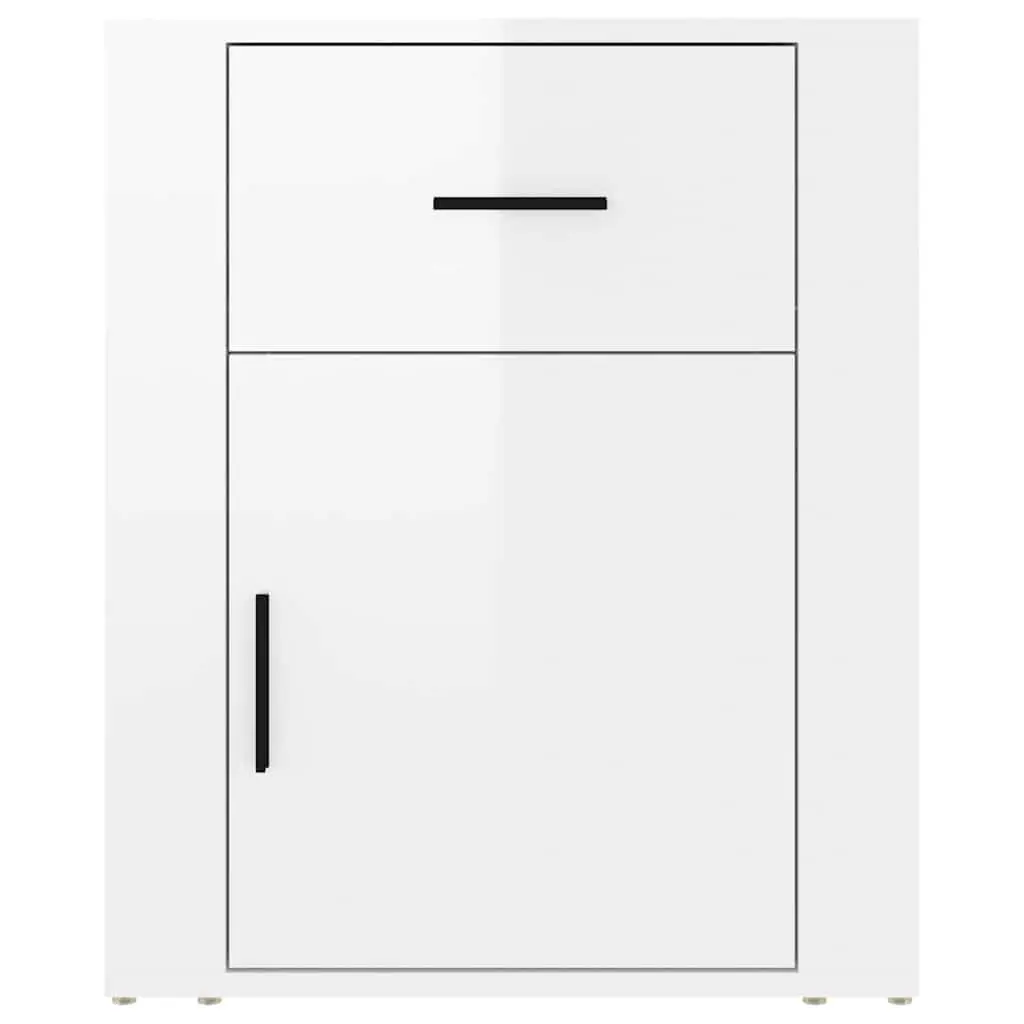 Bedside Cabinet High Gloss White 50x36x60 cm Nightstand Side Table with Drawer