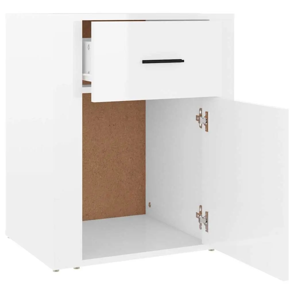 Bedside Cabinet High Gloss White 50x36x60 cm Nightstand Side Table with Drawer
