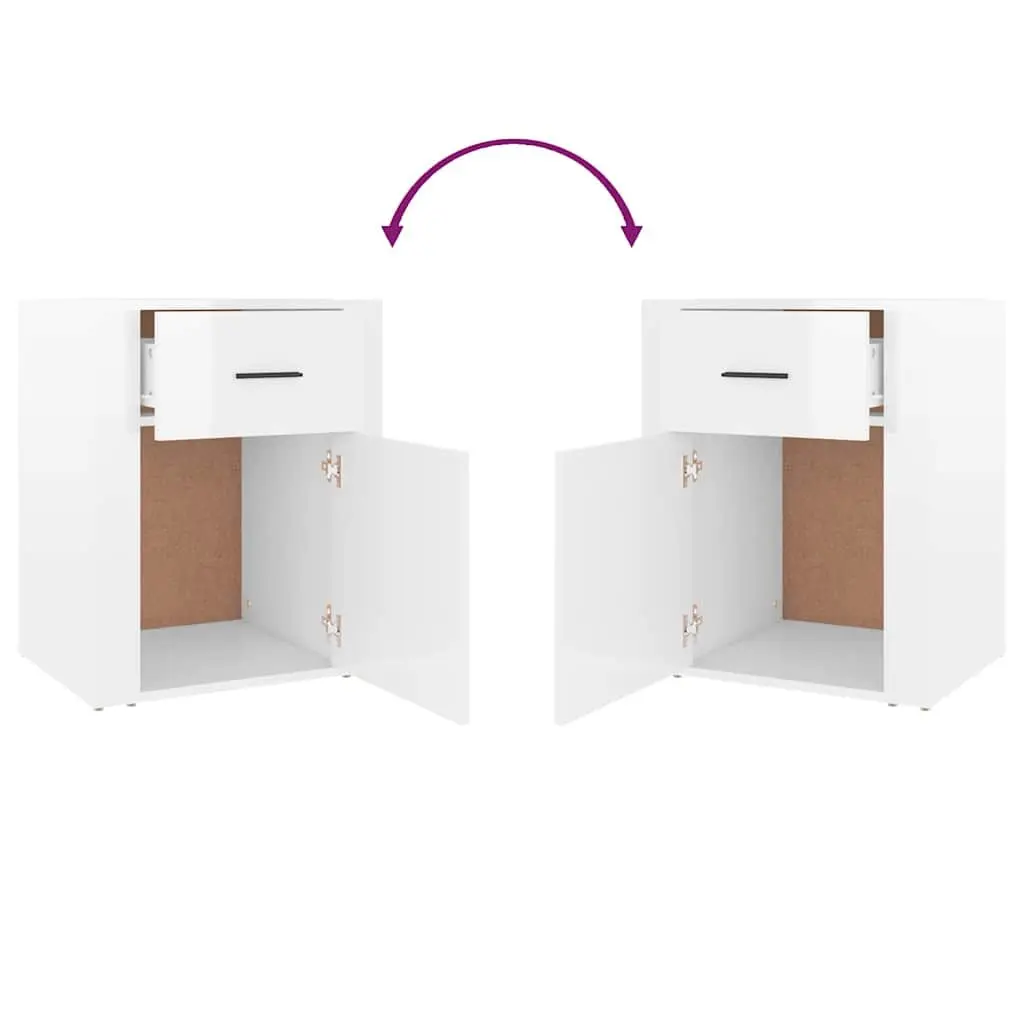 Bedside Cabinet High Gloss White 50x36x60 cm Nightstand Side Table with Drawer