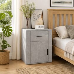 Durable Grey Nightstand with Practical Storage Features