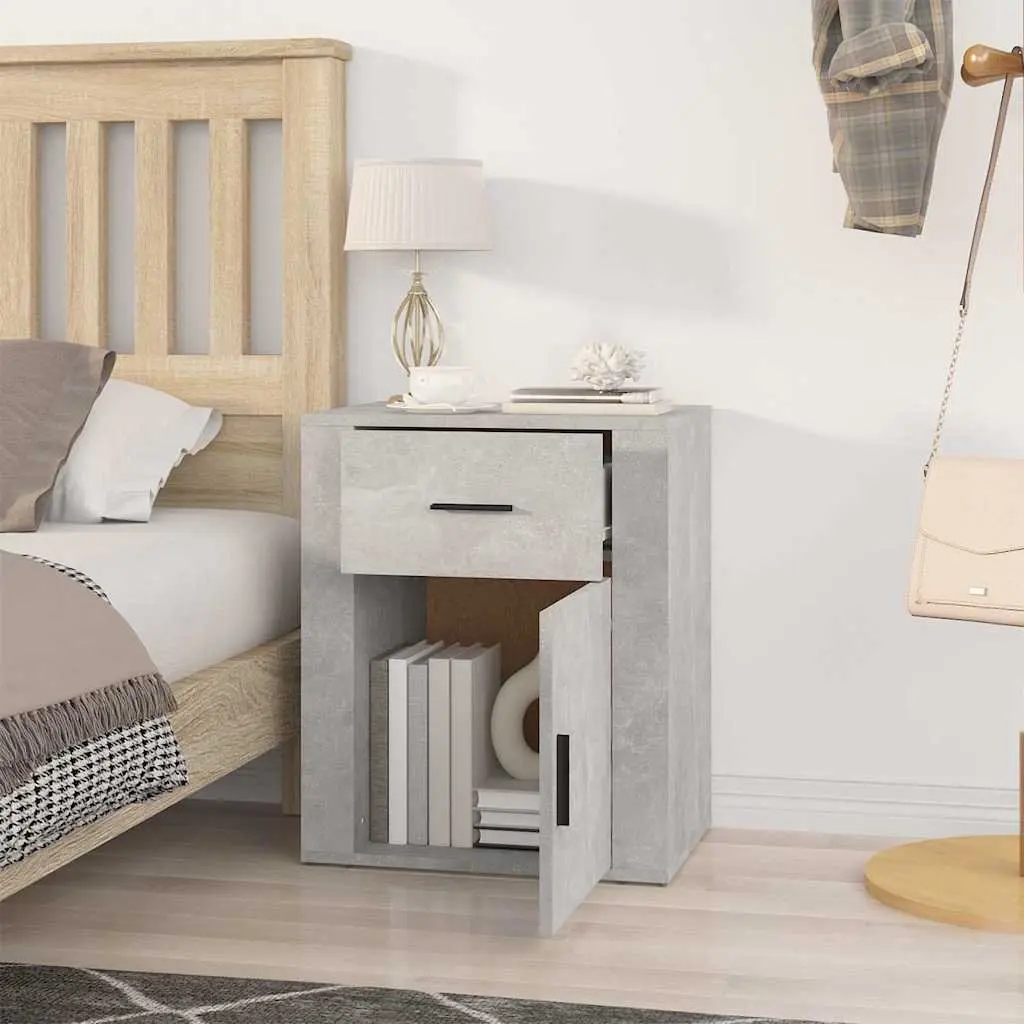 Bedside Cabinet Grey Nightstand Storage Drawer Compartment 50x36x60 cm
