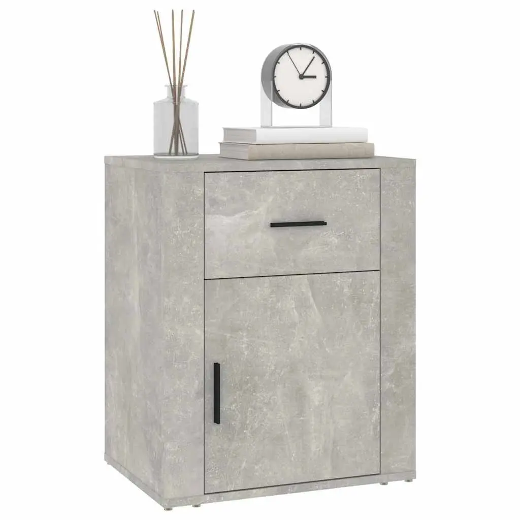 Bedside Cabinet Grey Nightstand Storage Drawer Compartment 50x36x60 cm