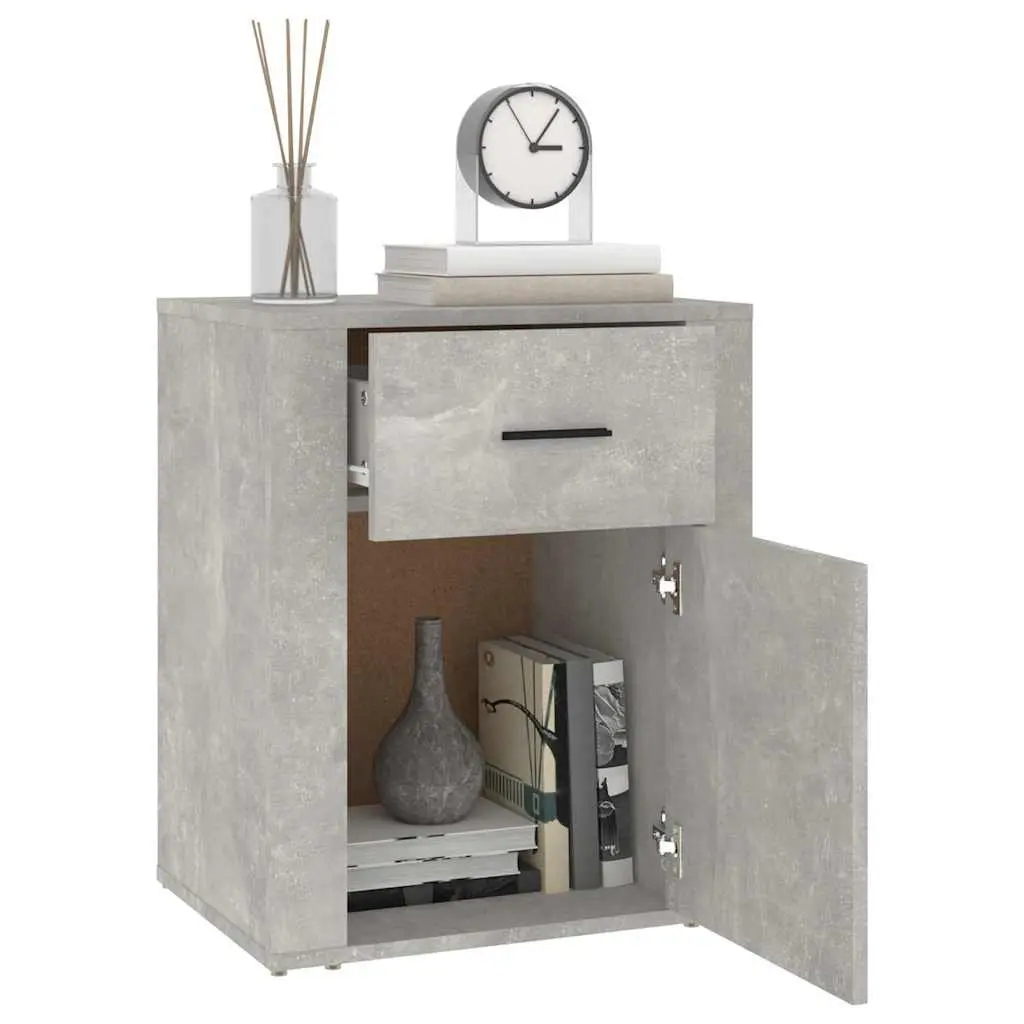 Bedside Cabinet Grey Nightstand Storage Drawer Compartment 50x36x60 cm