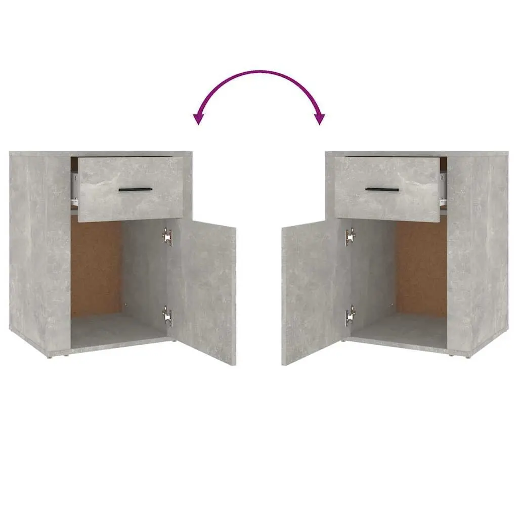 Bedside Cabinet Grey Nightstand Storage Drawer Compartment 50x36x60 cm