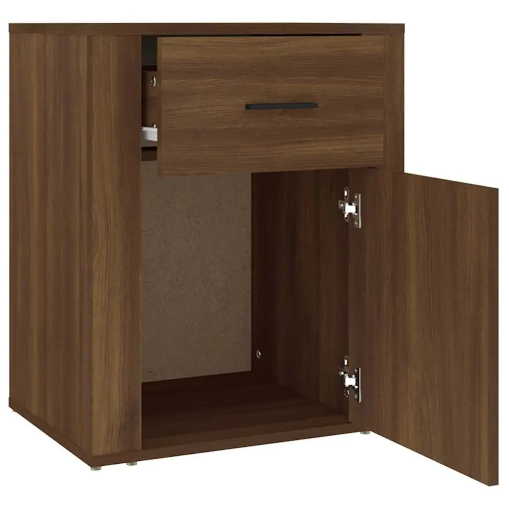 Bedside Cabinet Brown Oak 50x36x60 cm Engineered Wood Nightstand with Drawer