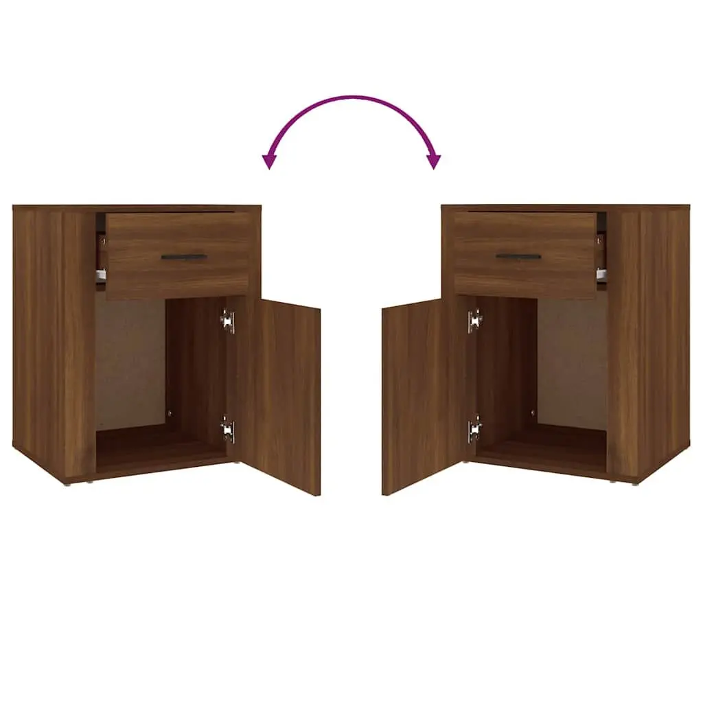 Bedside Cabinet Brown Oak 50x36x60 cm Engineered Wood Nightstand with Drawer