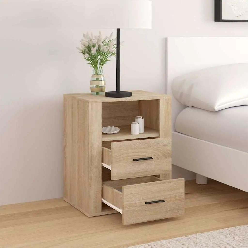 Bedside Cabinet Nightstand Storage 50x36x60cm Brown Engineered Wood