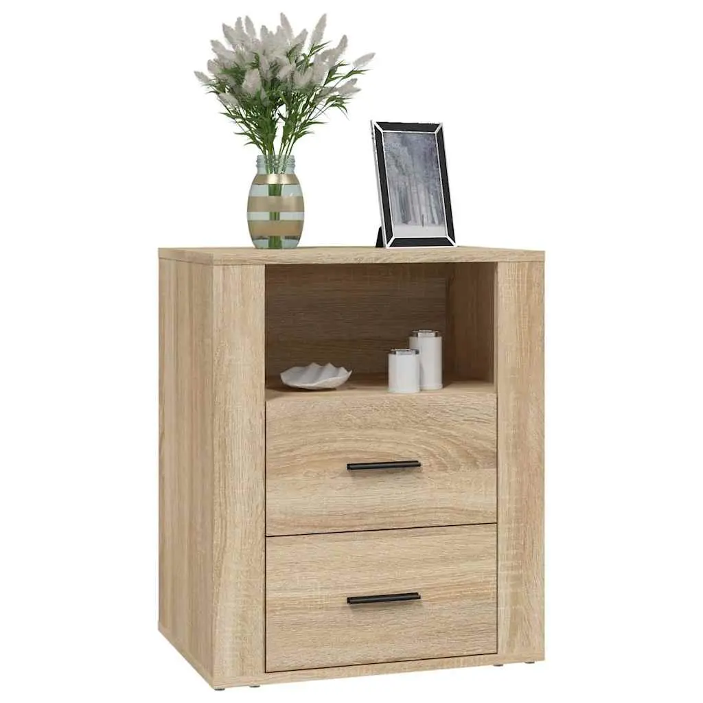 Bedside Cabinet Nightstand Storage 50x36x60cm Brown Engineered Wood