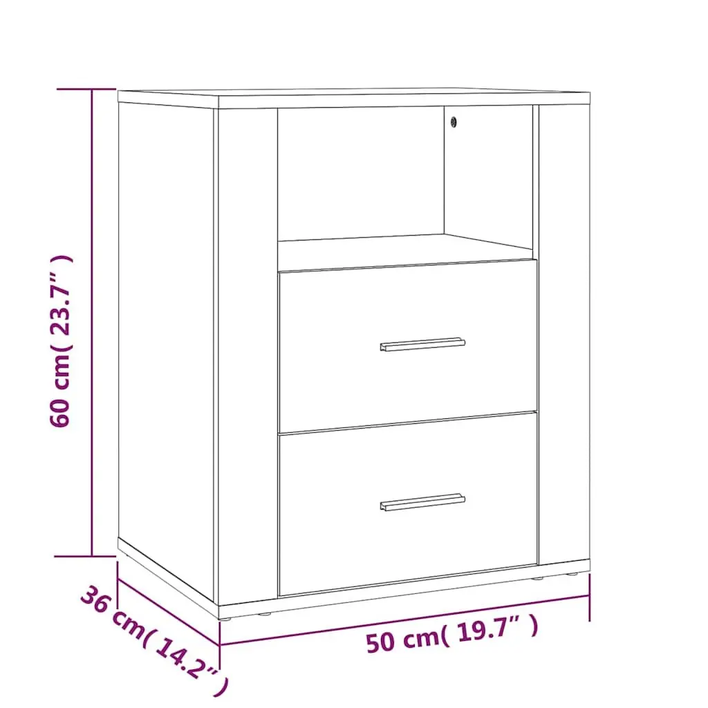 Bedside Cabinet Nightstand Storage 50x36x60cm Brown Engineered Wood