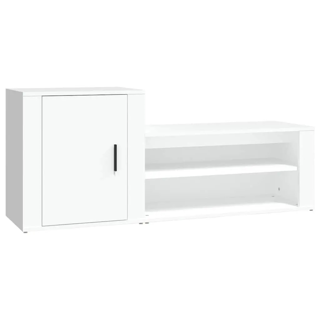 Shoe Cabinet Storage Organiser 2 Compartments 130cm White