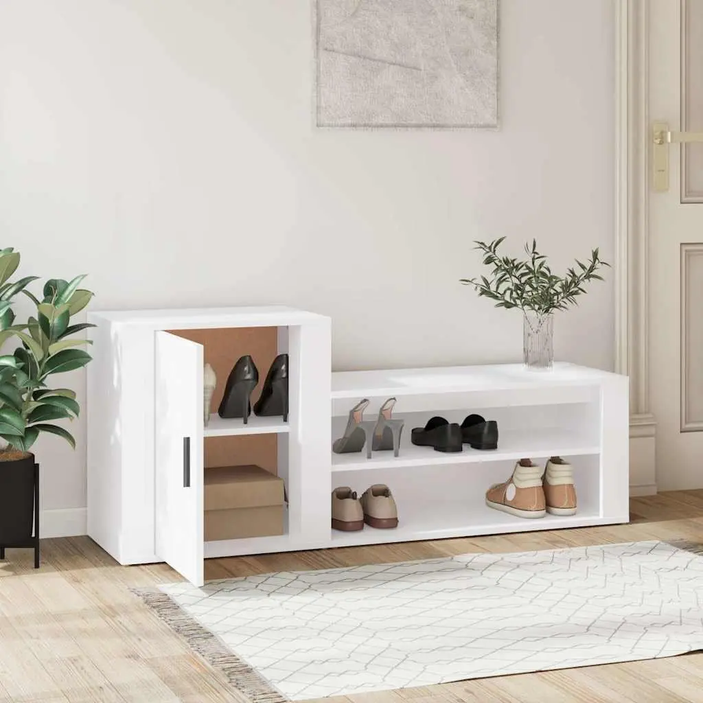 Shoe Cabinet Storage Organiser 2 Compartments 130cm White