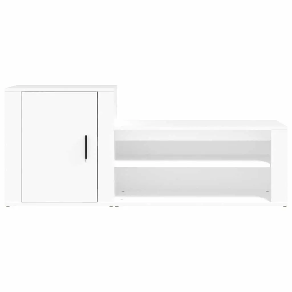 Shoe Cabinet Storage Organiser 2 Compartments 130cm White