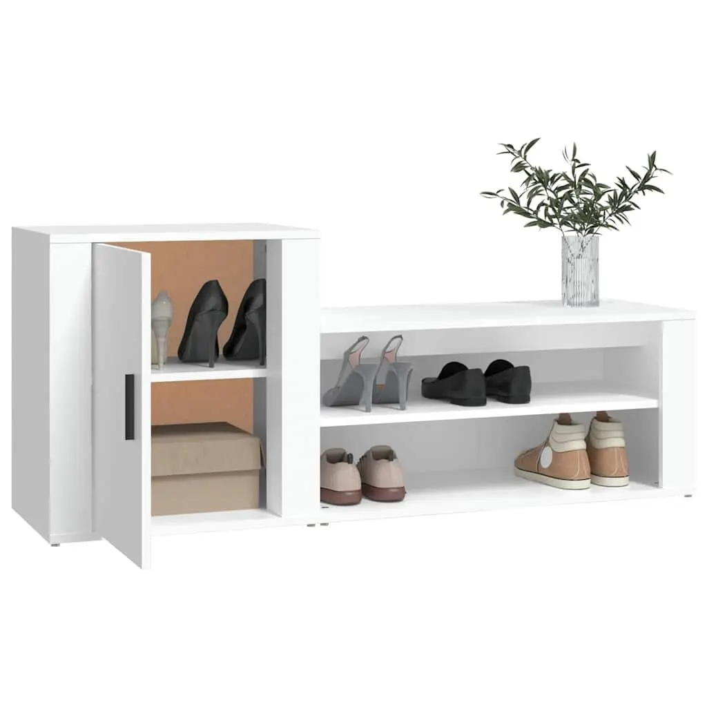 Shoe Cabinet Storage Organiser 2 Compartments 130cm White