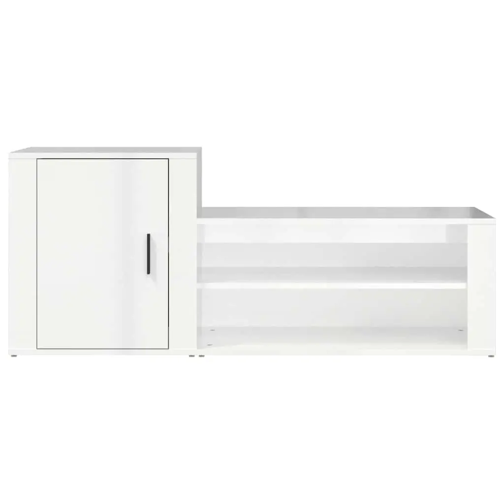 Shoe Cabinet Storage Organiser 130cm White High Gloss Door Furniture