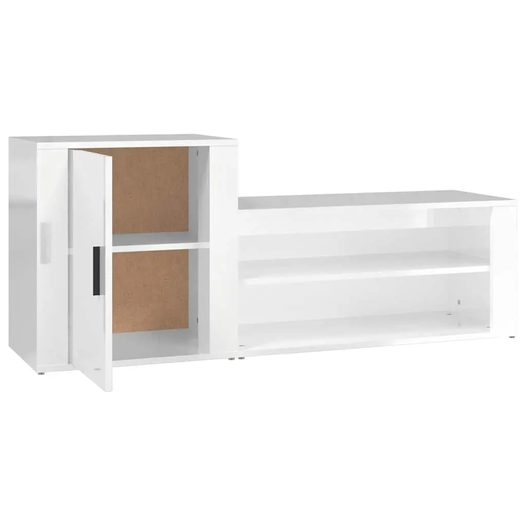 Shoe Cabinet Storage Organiser 130cm White High Gloss Door Furniture