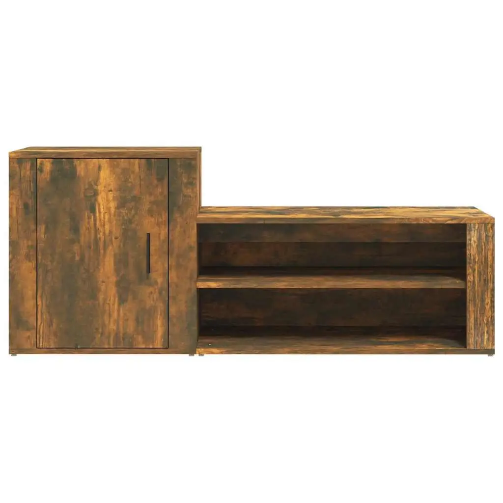 Shoe Cabinet Storage Organiser 2 Compartments Brown Engineered Wood