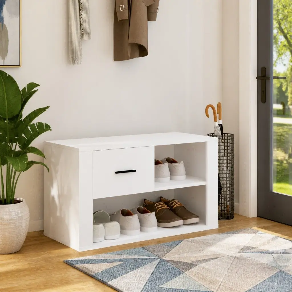 Shoe Cabinet Storage Organiser 80x35x45 cm White Engineered Wood