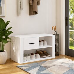 Functional White Engineered Wood Shoe Cabinet for Organizing