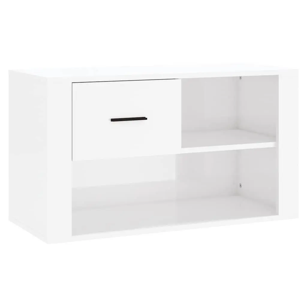 Shoe Cabinet Storage Organiser 80x35x45 cm High Gloss White Engineered Wood