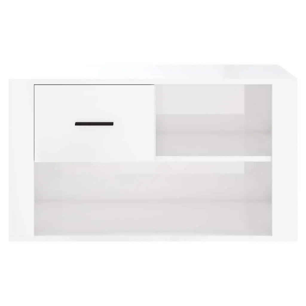 Shoe Cabinet Storage Organiser 80x35x45 cm High Gloss White Engineered Wood