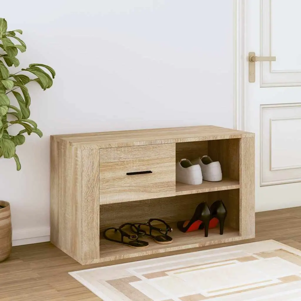Shoe Cabinet Storage Organiser 80x35x45 cm Beige Engineered Wood 2 Compartments