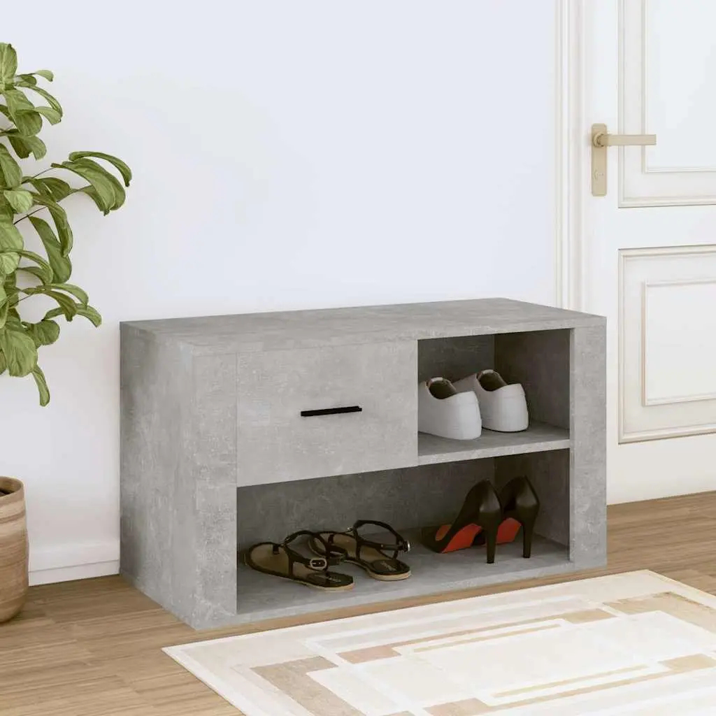 Shoe Cabinet Grey Storage Organiser 2 Compartments Engineered Wood