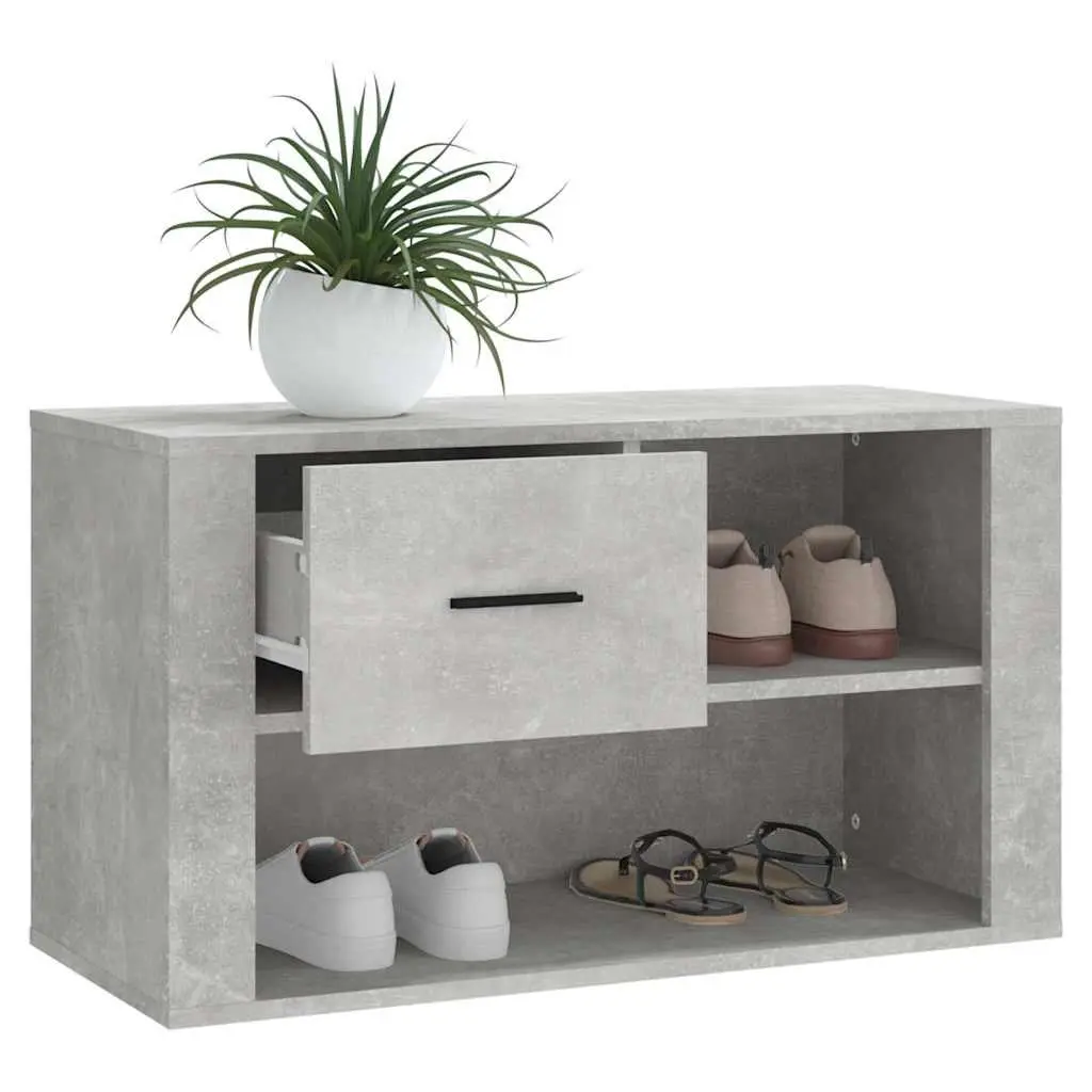 Shoe Cabinet Grey Storage Organiser 2 Compartments Engineered Wood