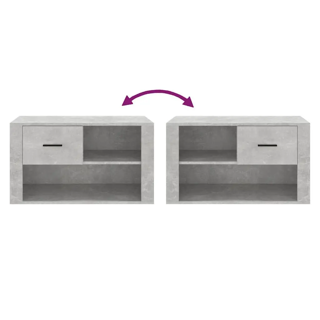 Shoe Cabinet Grey Storage Organiser 2 Compartments Engineered Wood
