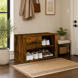 Brown Engineered Wood Shoe Cabinet for Organized Living