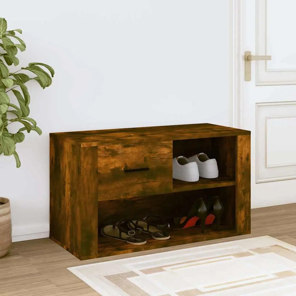 Shoe Cabinet Storage Organiser 80x35x45cm Brown Engineered Wood Compartments