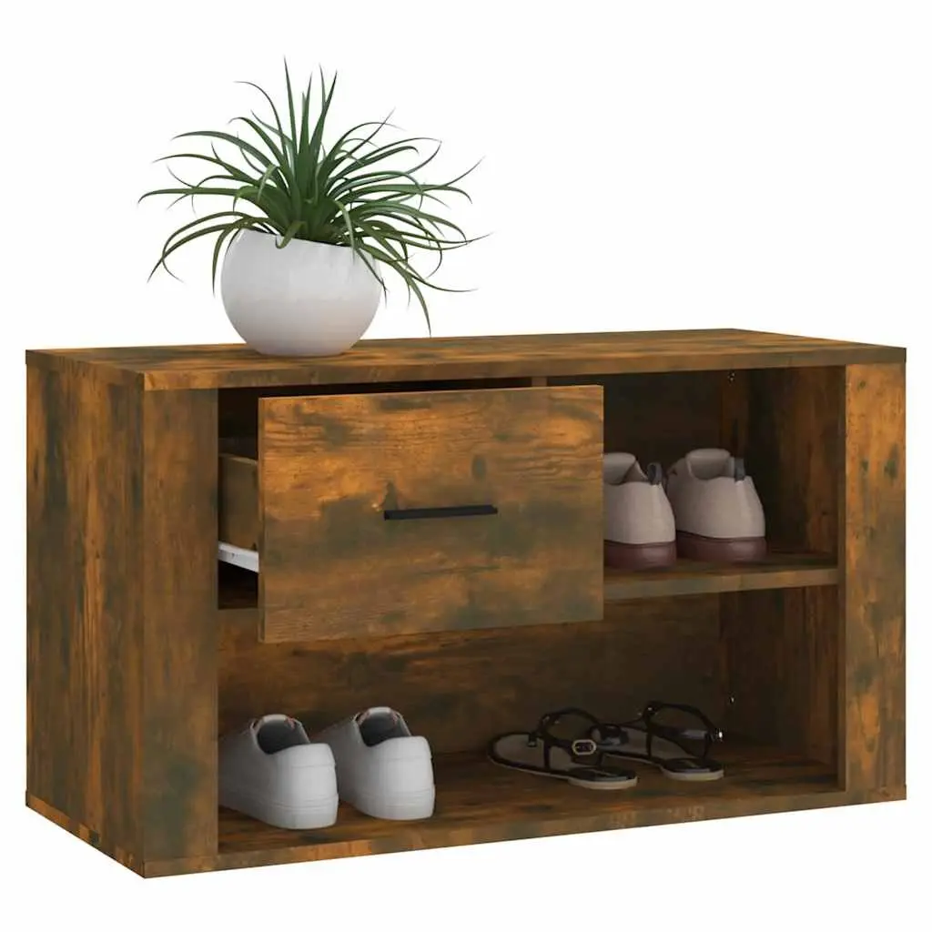Shoe Cabinet Storage Organiser 80x35x45cm Brown Engineered Wood Compartments
