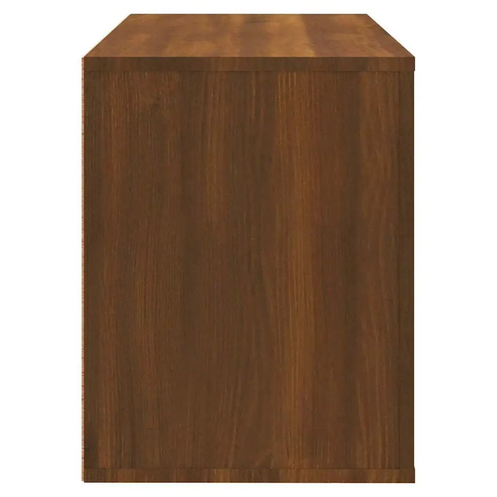Shoe Storage Cabinet Organiser 80x35x45cm Brown Oak 2 Drawer Compartments