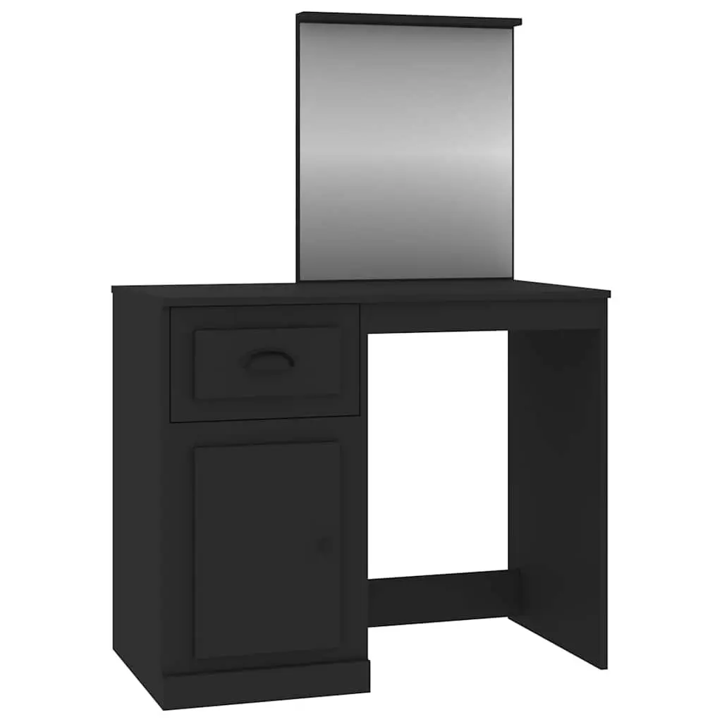 Dressing Table with Mirror Black Bedroom Vanity Unit Engineered Wood 90 x 50 x 132.5 cm